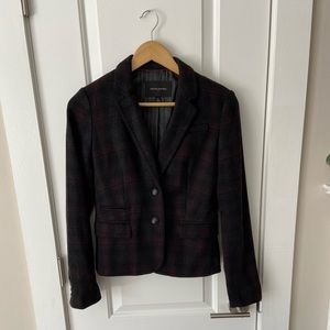 Banana Republic Twill Burgundy Plaid Blazer